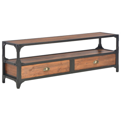 TV Cabinet with 2 Drawers 120x30x40 cm Solid Pine Wood - OLBRIT