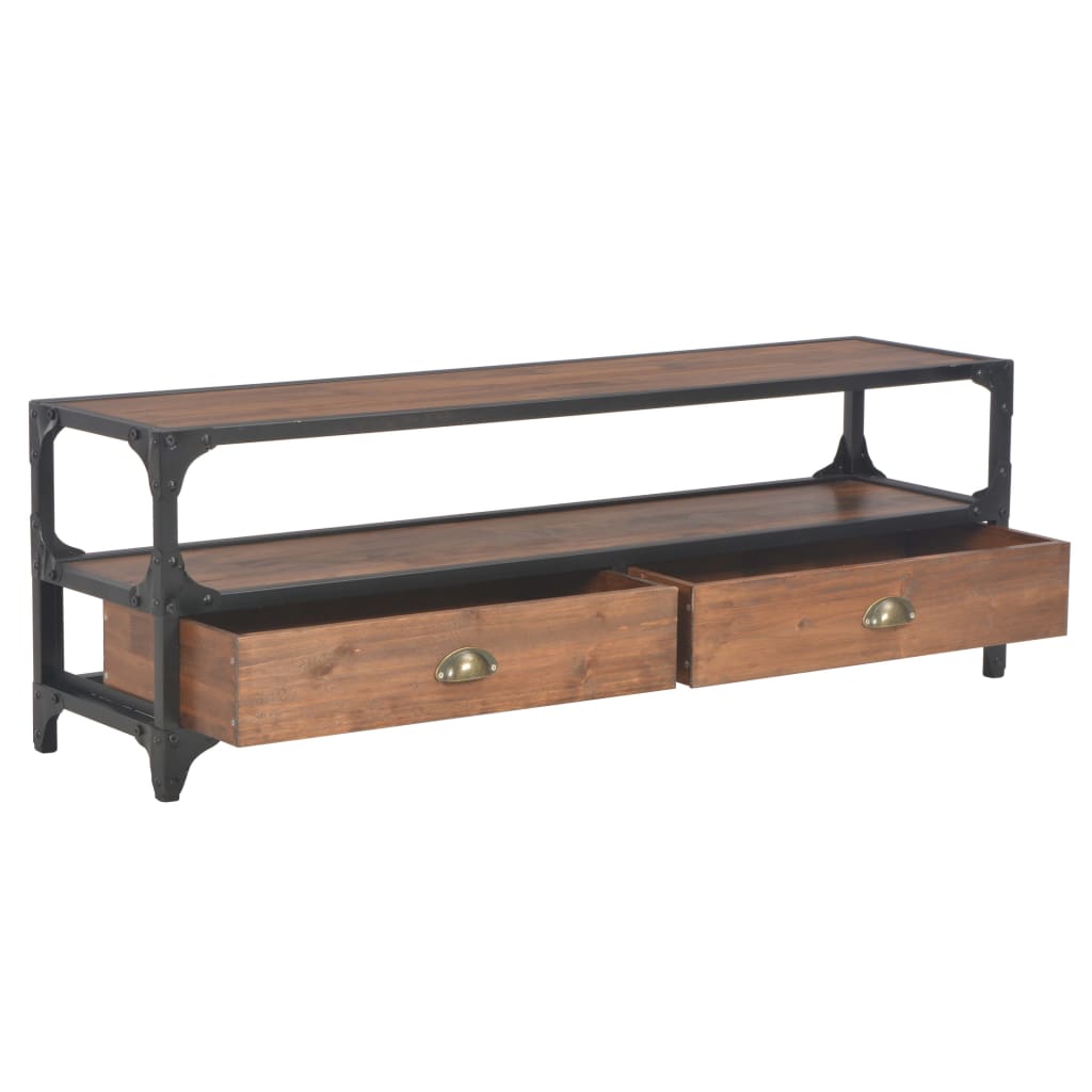 TV Cabinet with 2 Drawers 120x30x40 cm Solid Pine Wood - OLBRIT