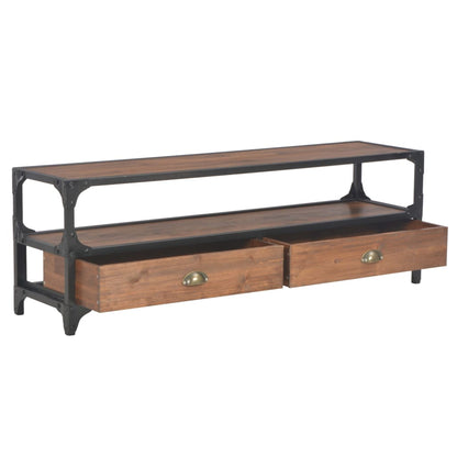 TV Cabinet with 2 Drawers 120x30x40 cm Solid Pine Wood - OLBRIT