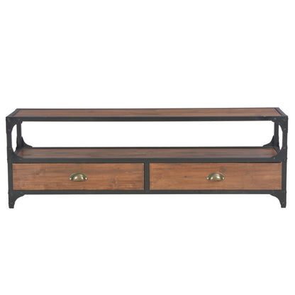 TV Cabinet with 2 Drawers 120x30x40 cm Solid Pine Wood - OLBRIT