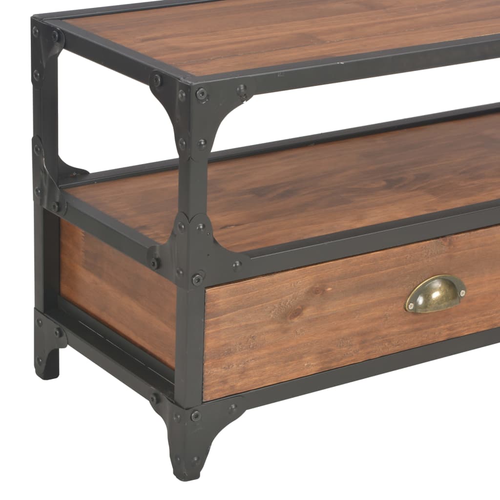 TV Cabinet with 2 Drawers 120x30x40 cm Solid Pine Wood - OLBRIT