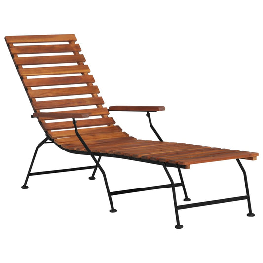 Outdoor Deck Chair Solid Acacia Wood - OLBRIT