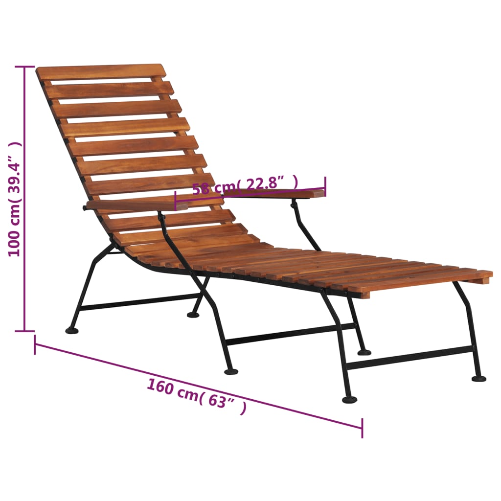 Outdoor Deck Chair Solid Acacia Wood - OLBRIT