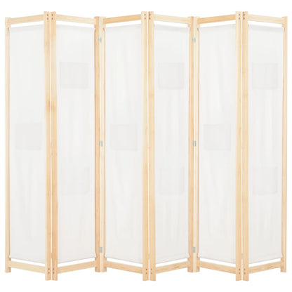 6-Panel Room Divider Cream 240x170x4 cm Fabric - OLBRIT