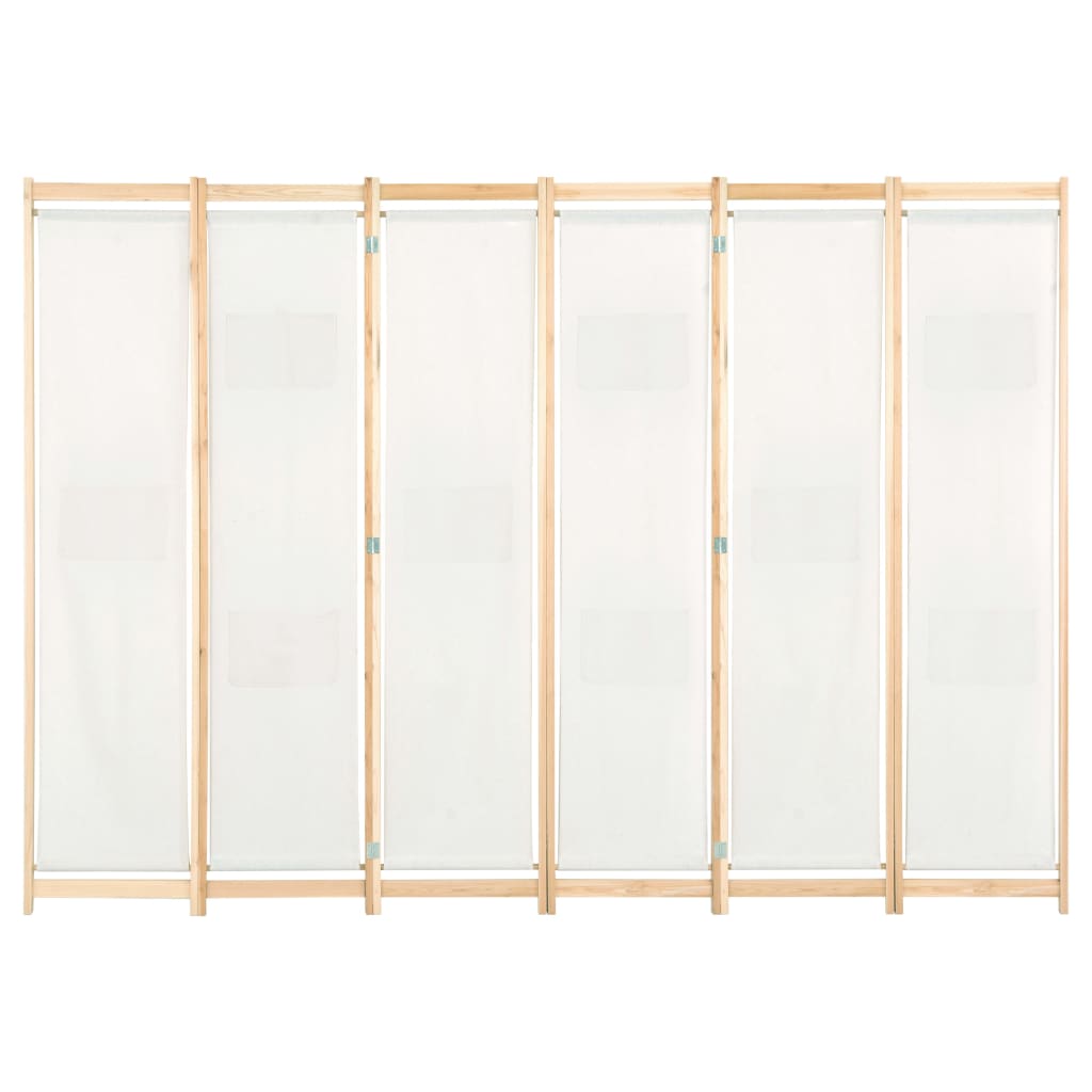 6-Panel Room Divider Cream 240x170x4 cm Fabric - OLBRIT