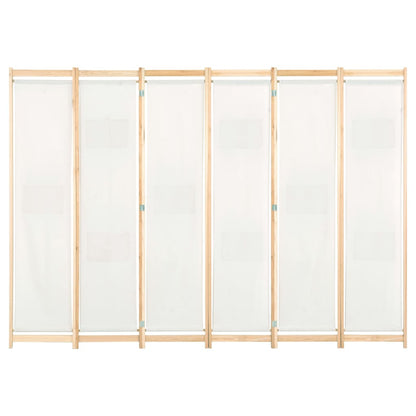 6-Panel Room Divider Cream 240x170x4 cm Fabric - OLBRIT