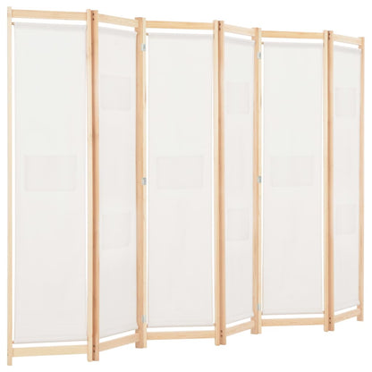 6-Panel Room Divider Cream 240x170x4 cm Fabric - OLBRIT