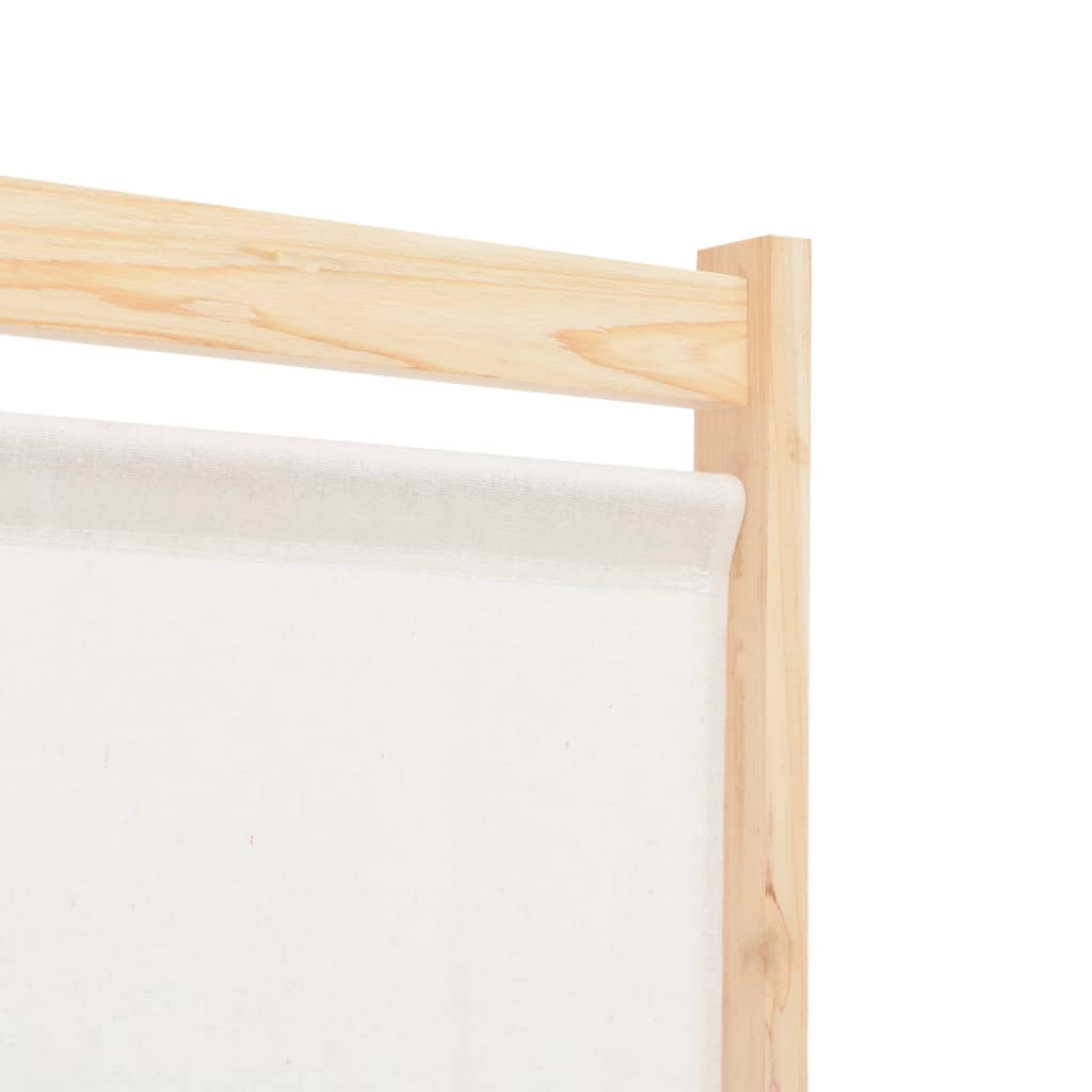 6-Panel Room Divider Cream 240x170x4 cm Fabric - OLBRIT