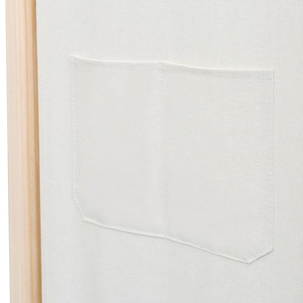6-Panel Room Divider Cream 240x170x4 cm Fabric - OLBRIT