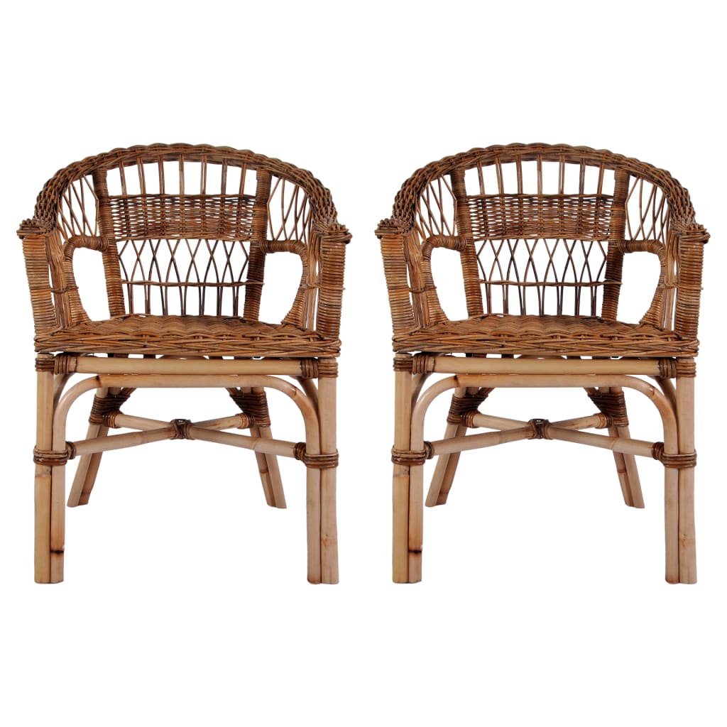 Outdoor Chairs 2 pcs Natural Rattan Brown - OLBRIT
