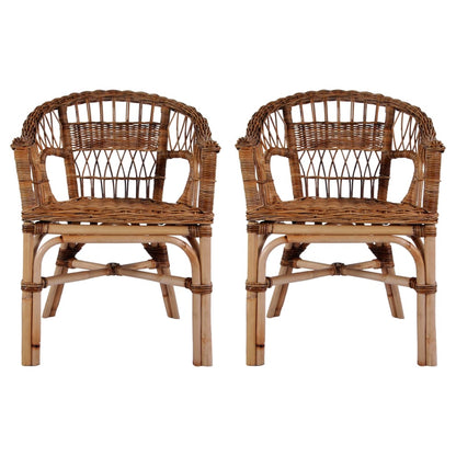 Outdoor Chairs 2 pcs Natural Rattan Brown - OLBRIT