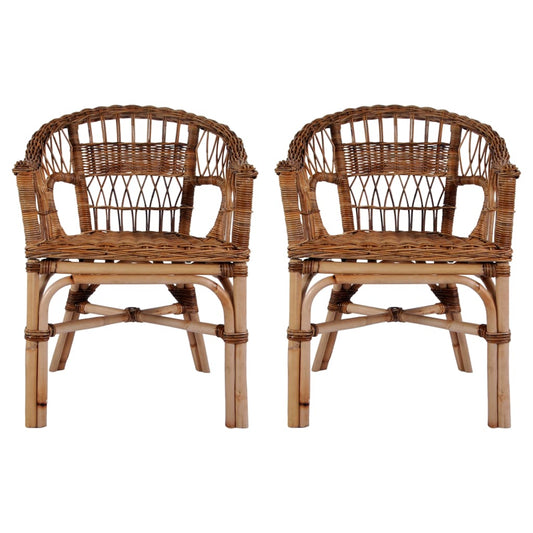 Outdoor Chairs 2 pcs Natural Rattan Brown - OLBRIT