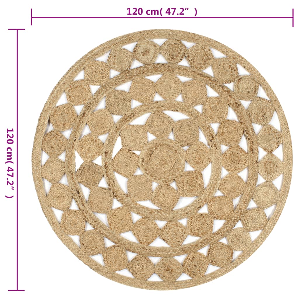 Handmade Rug Braided Jute 120 cm - OLBRIT