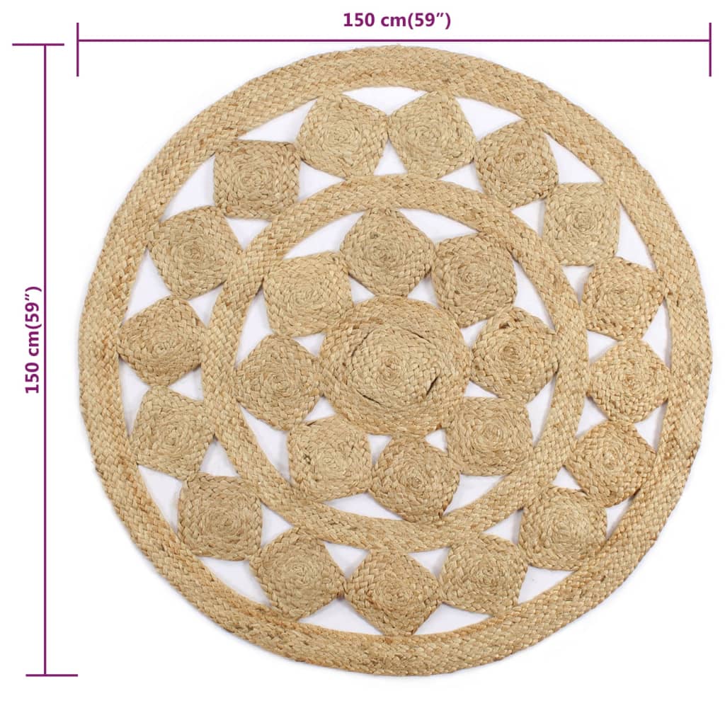 Handmade Rug Braided Jute 150 cm - OLBRIT