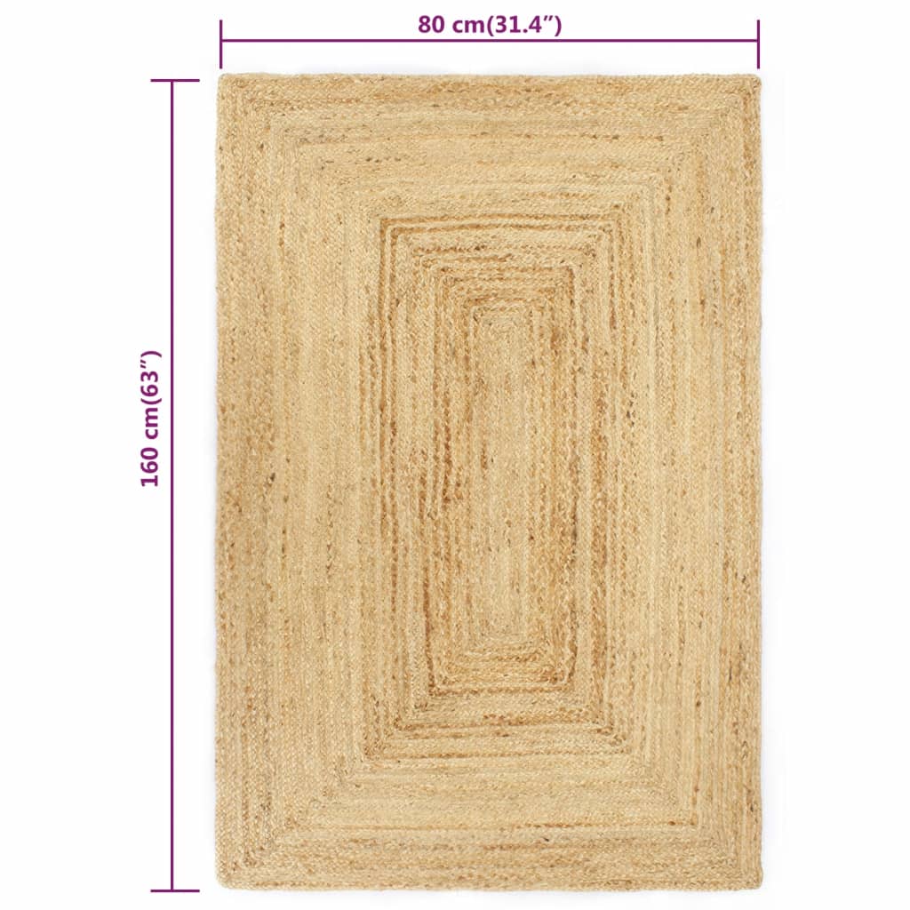 Handmade Rug Jute Natural 80x160 cm - OLBRIT