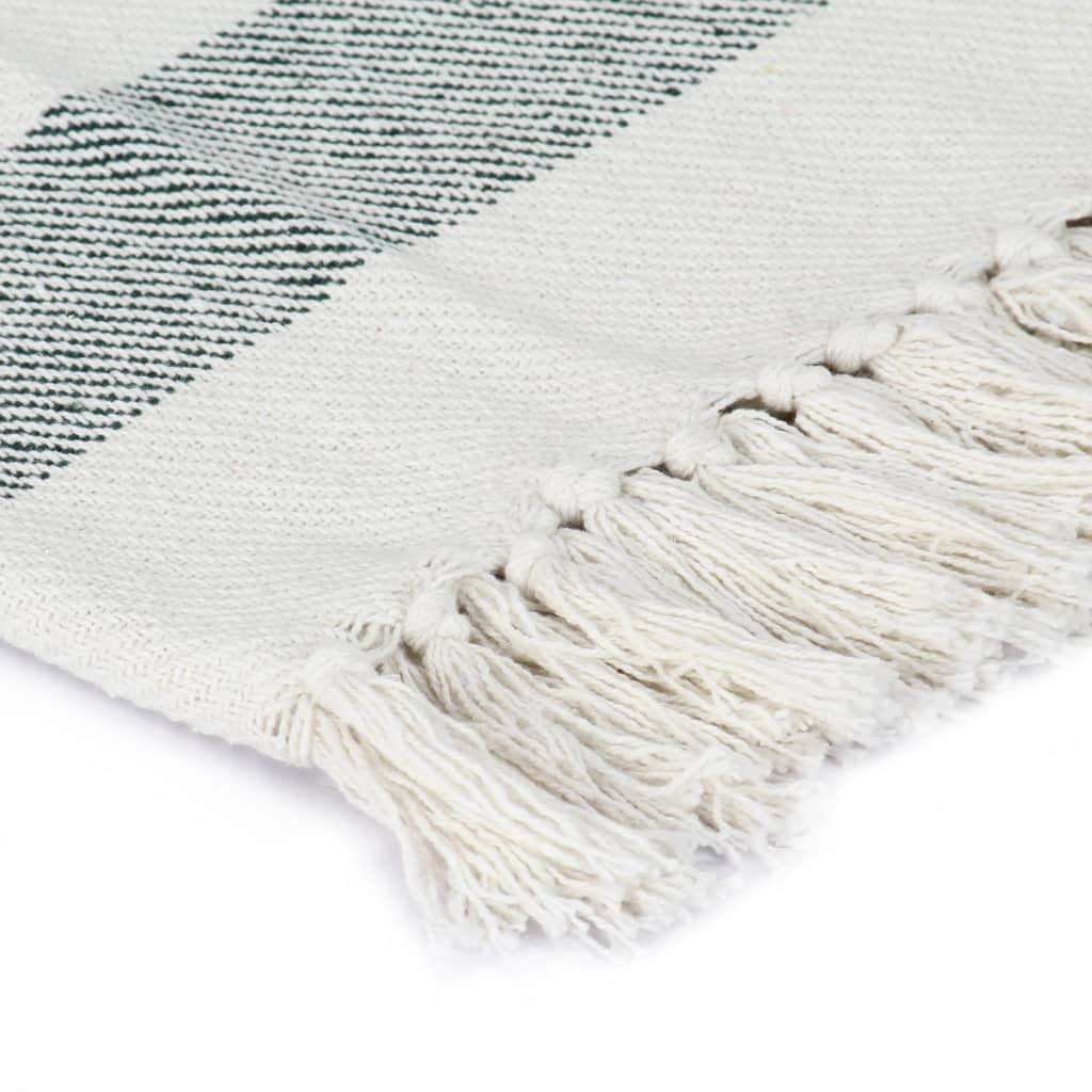 Throw Cotton Stripe 125x150 cm Dark Green - OLBRIT