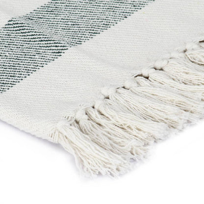 Throw Cotton Stripe 125x150 cm Dark Green - OLBRIT
