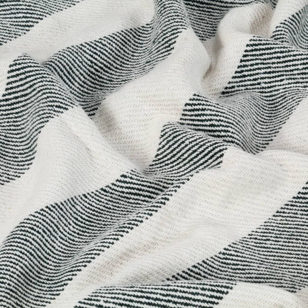 Throw Cotton Stripe 125x150 cm Dark Green - OLBRIT