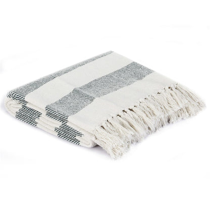 Throw Cotton Stripe 220x250 cm Dark Green - OLBRIT