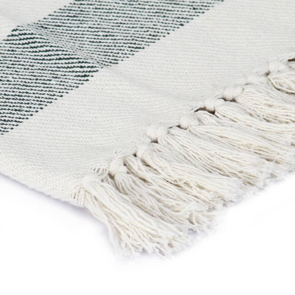 Throw Cotton Stripe 220x250 cm Dark Green - OLBRIT