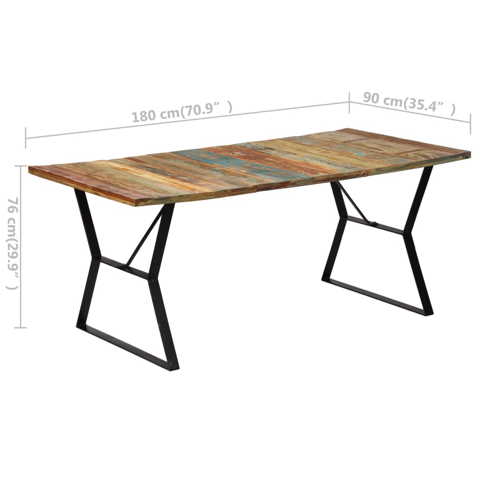 Dining Table 180x90x76 cm Solid Reclaimed Wood - OLBRIT