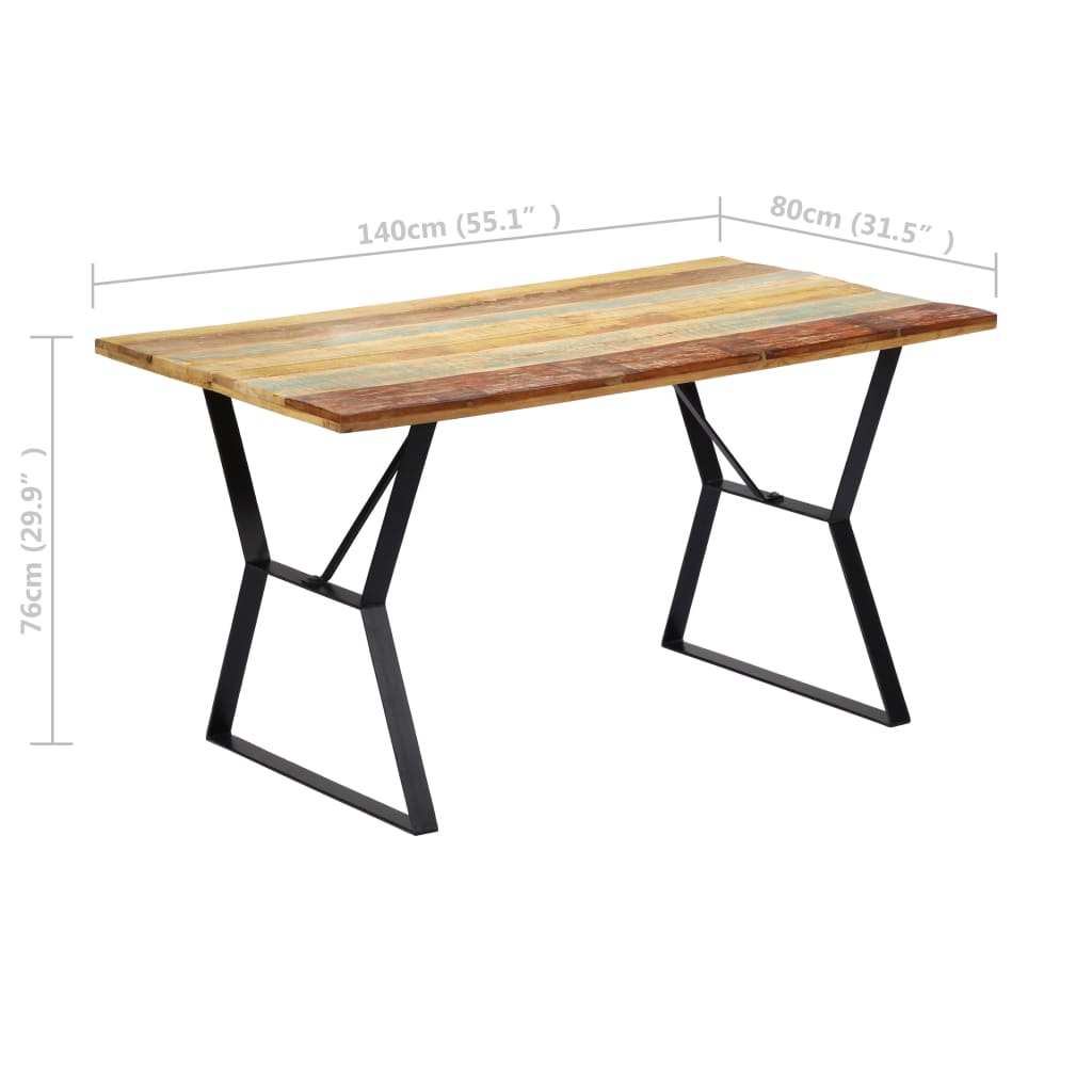 Dining Table 140x80x76 cm Solid Reclaimed Wood - OLBRIT