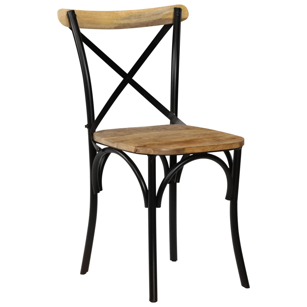 vidaXL Cross Chairs 2 pcs Black Solid Mango Wood - OLBRIT