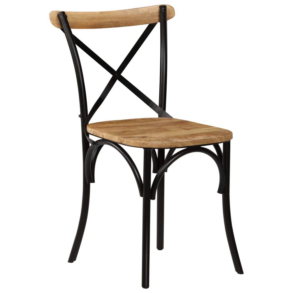 vidaXL Cross Chairs 2 pcs Black Solid Mango Wood - OLBRIT