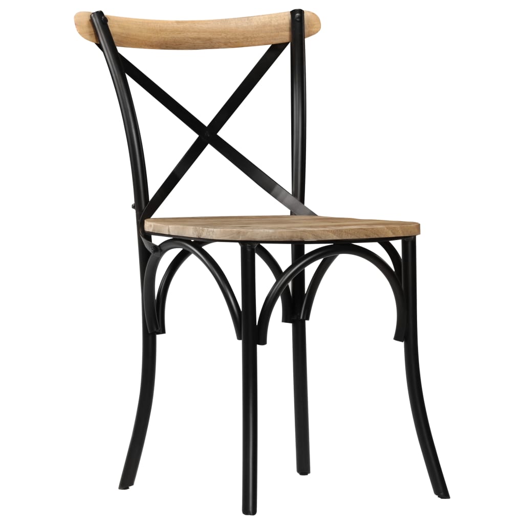 vidaXL Cross Chairs 2 pcs Black Solid Mango Wood - OLBRIT