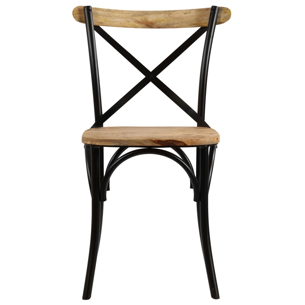 vidaXL Cross Chairs 2 pcs Black Solid Mango Wood - OLBRIT