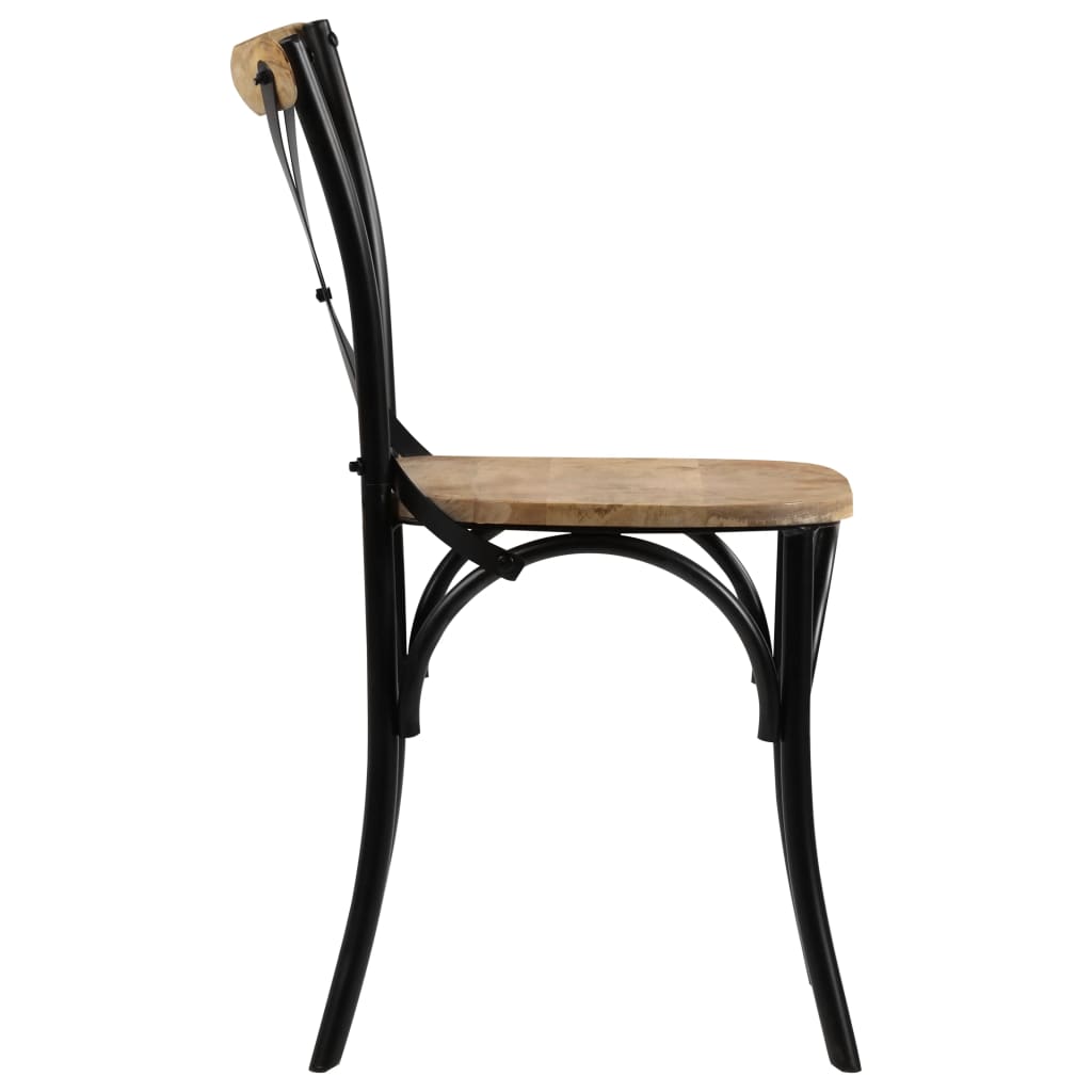 vidaXL Cross Chairs 2 pcs Black Solid Mango Wood - OLBRIT