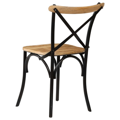 vidaXL Cross Chairs 2 pcs Black Solid Mango Wood - OLBRIT