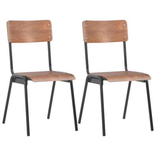 Dining Chairs 2 pcs Brown Solid Plywood Steel - OLBRIT