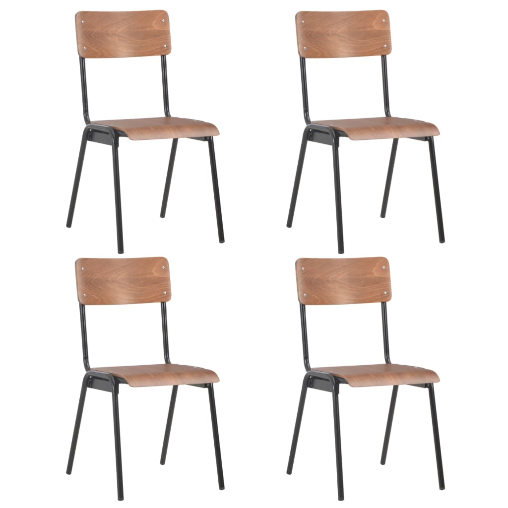 Dining Chairs 4 pcs Brown Solid Plywood Steel - OLBRIT