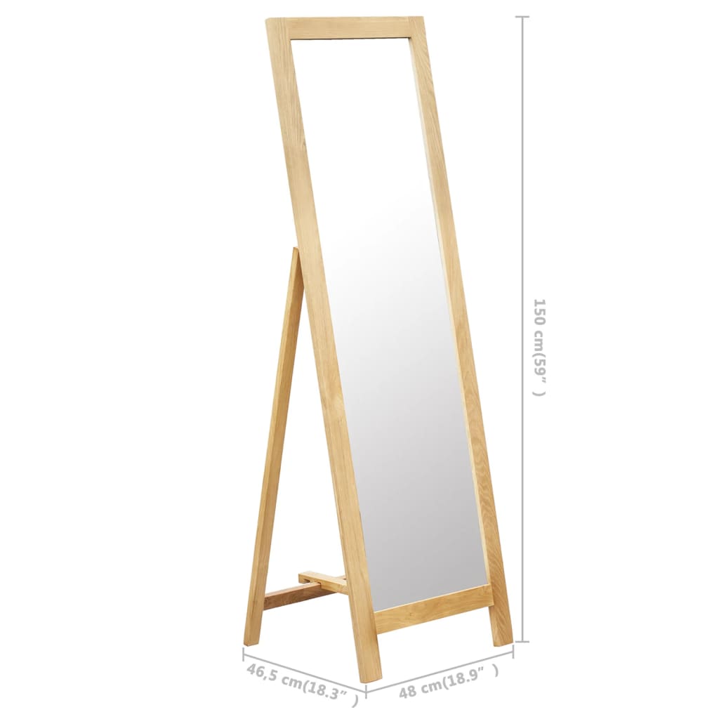 Freestanding Mirror 48x46.5x150 cm Solid Oak Wood - OLBRIT