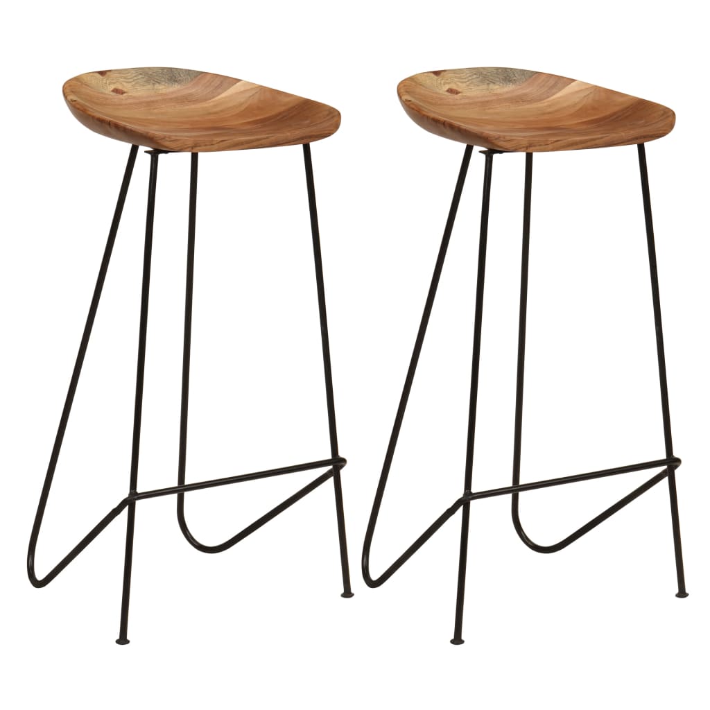 Bar Stools 2 pcs Solid Acacia Wood - OLBRIT