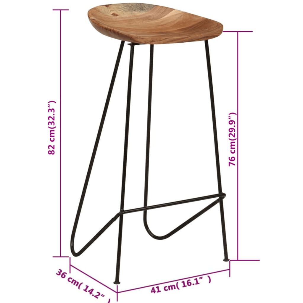 Bar Stools 2 pcs Solid Acacia Wood - OLBRIT
