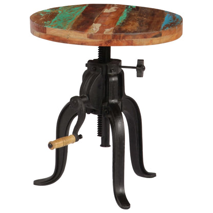 Side Table 45x (45-62) cm Solid Reclaimed Wood and Cast Iron - OLBRIT