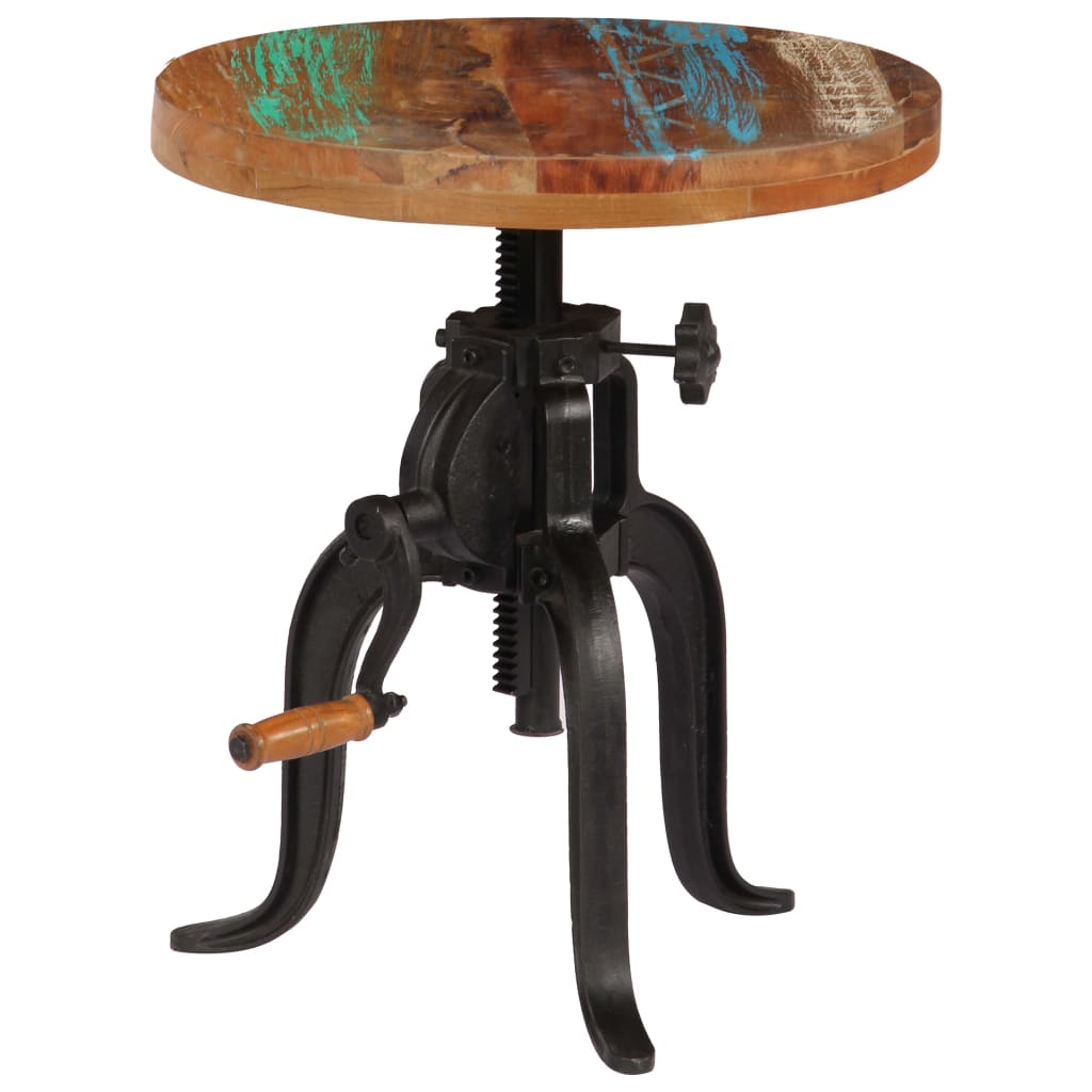 Side Table 45x (45-62) cm Solid Reclaimed Wood and Cast Iron - OLBRIT