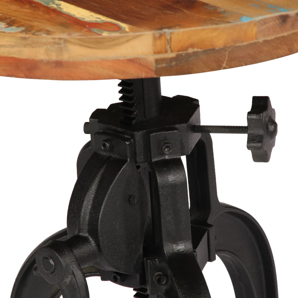 Side Table 45x (45-62) cm Solid Reclaimed Wood and Cast Iron - OLBRIT