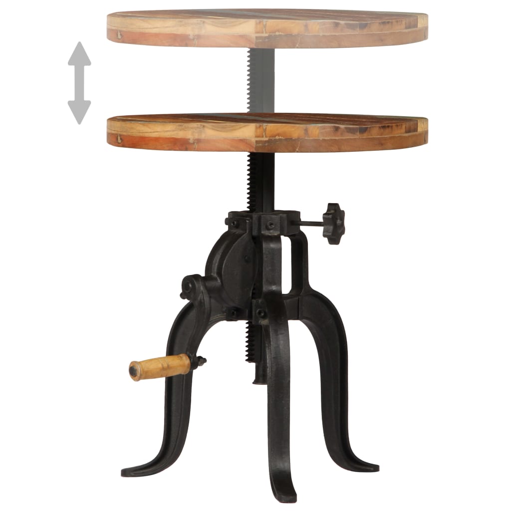 Side Table 45x (45-62) cm Solid Reclaimed Wood and Cast Iron - OLBRIT