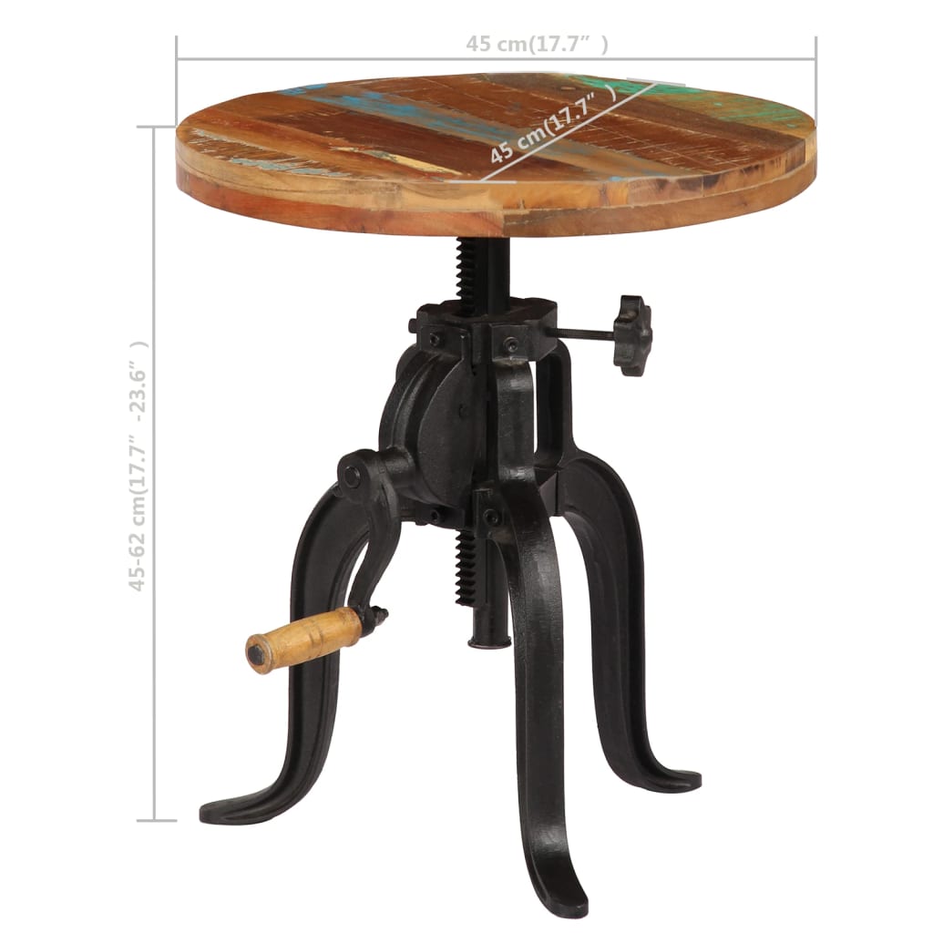 Side Table 45x (45-62) cm Solid Reclaimed Wood and Cast Iron - OLBRIT