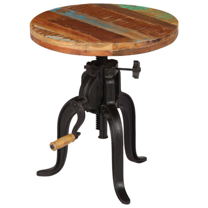 Side Table 45x (45-62) cm Solid Reclaimed Wood and Cast Iron - OLBRIT