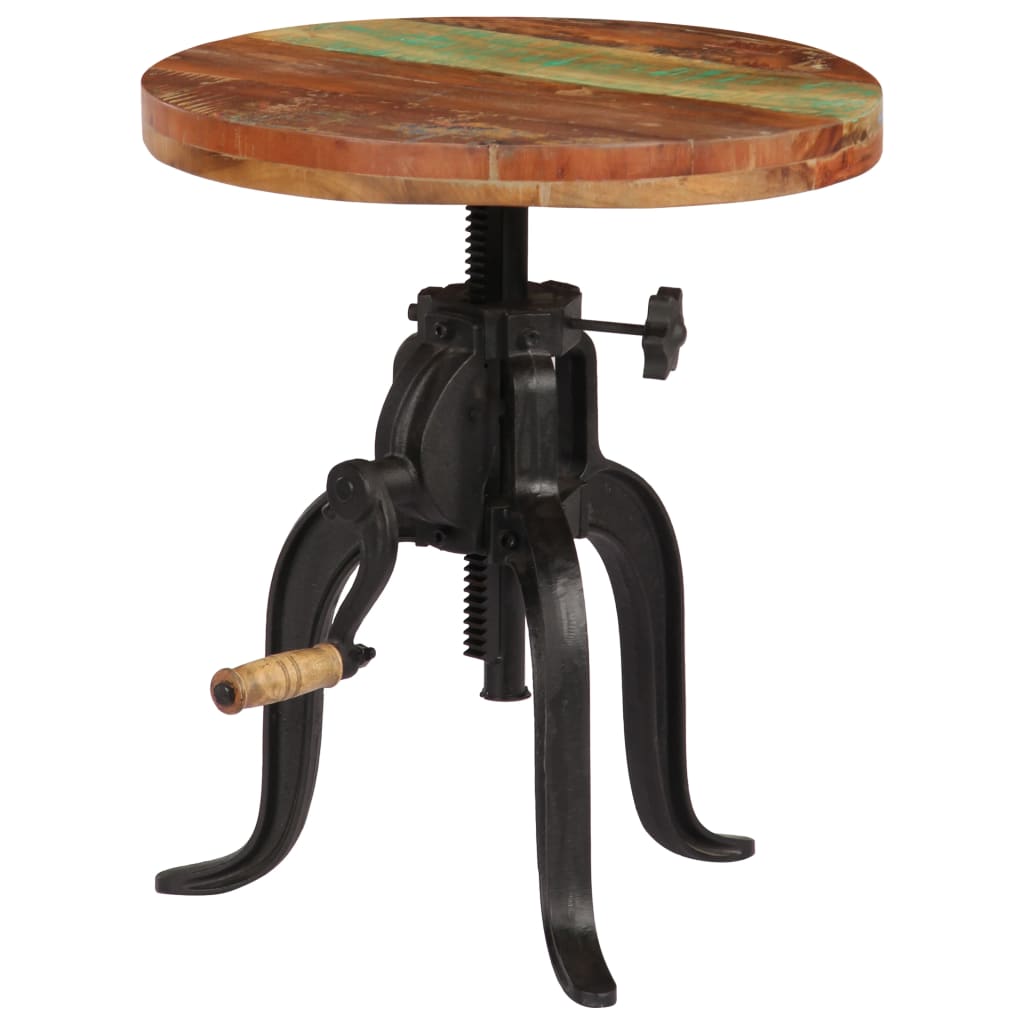 Side Table 45x (45-62) cm Solid Reclaimed Wood and Cast Iron - OLBRIT