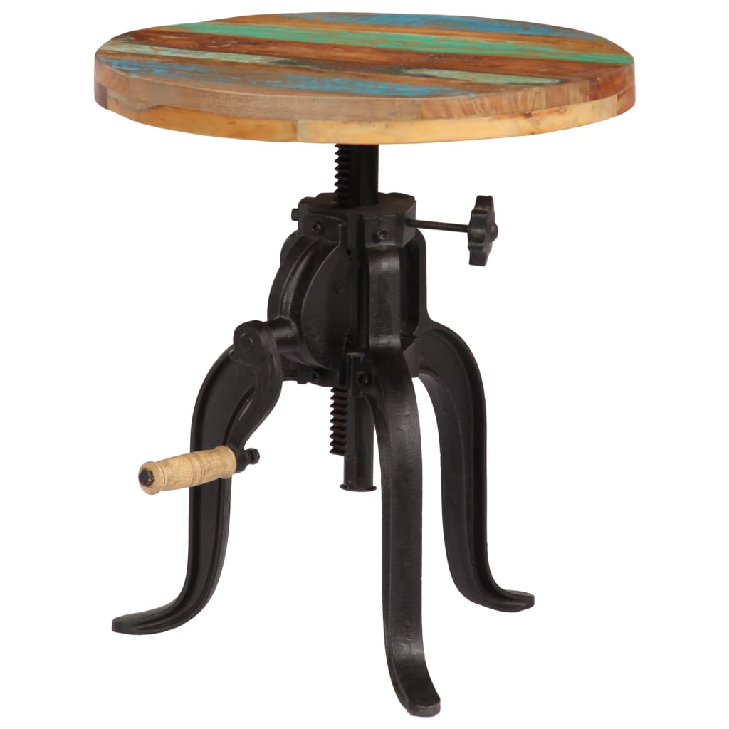 Side Table 45x (45-62) cm Solid Reclaimed Wood and Cast Iron - OLBRIT
