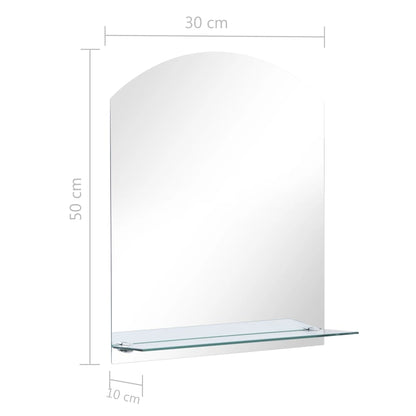 Wall Mirror with Shelf 30x50 cm Tempered Glass - OLBRIT