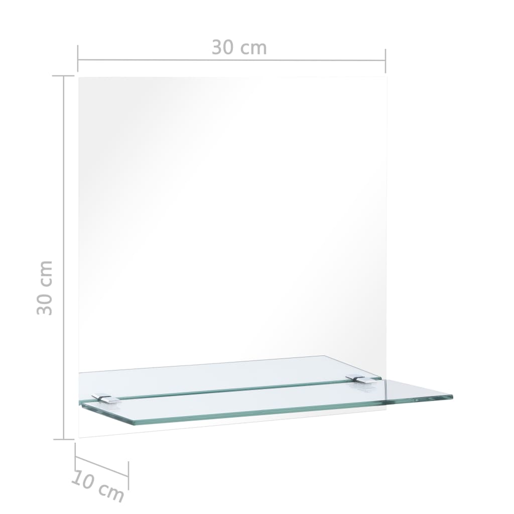 Wall Mirror with Shelf 30x30 cm Tempered Glass - OLBRIT