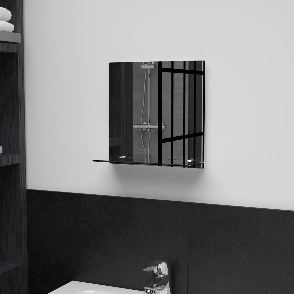 Wall Mirror with Shelf 30x30 cm Tempered Glass - OLBRIT