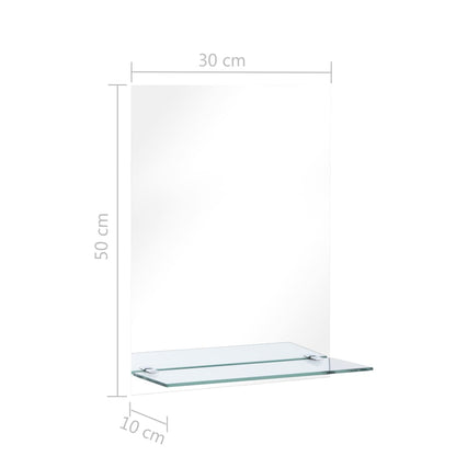 Wall Mirror with Shelf 30x50 cm Tempered Glass - OLBRIT