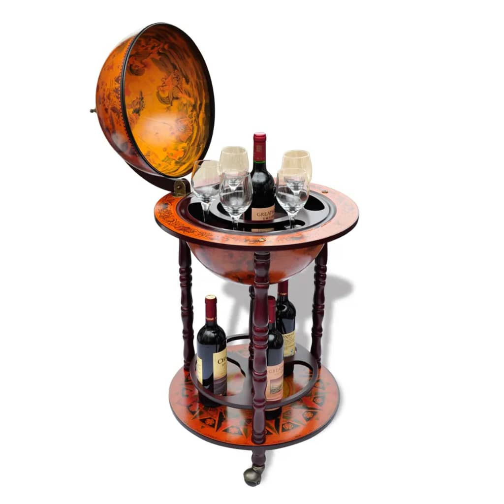 Globe Bar Wine Stand Eucalyptus Wood - OLBRIT